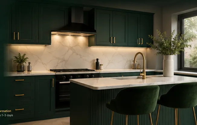 Forest green kitchen